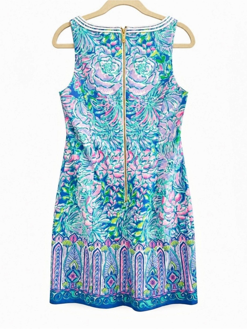 Lilly Pulitzer Gabby Stretch Shift Dress Floral Mini Blue & Pink 8